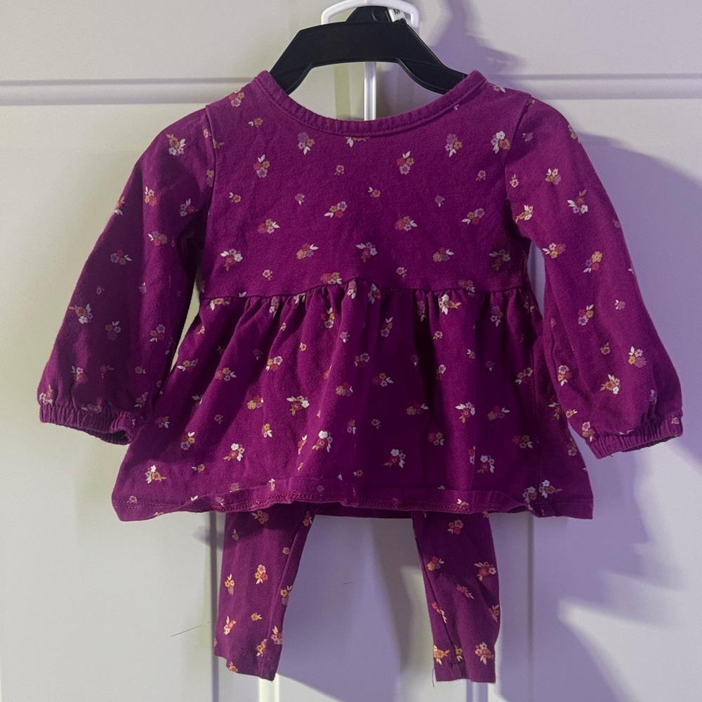 George Purple Floral shirt  Dress with Leggings